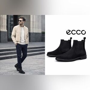 Ecco Men's Helinski 2.0 Chelsea Black Suede Boots Business Casual size 43/9.5